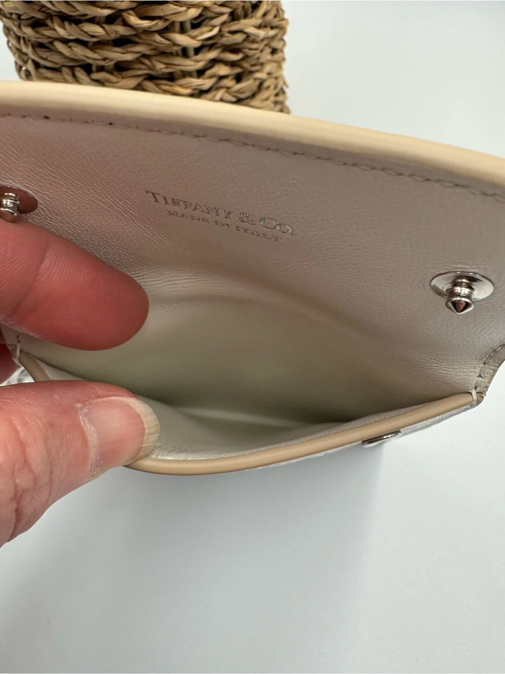 Tiffany & Co. Return To Tiffany White Nappa Leather Pouch Bag Charm